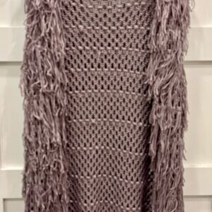 PPLA Open-Knit Flounder Fringe Cardigan in Quail Size Large